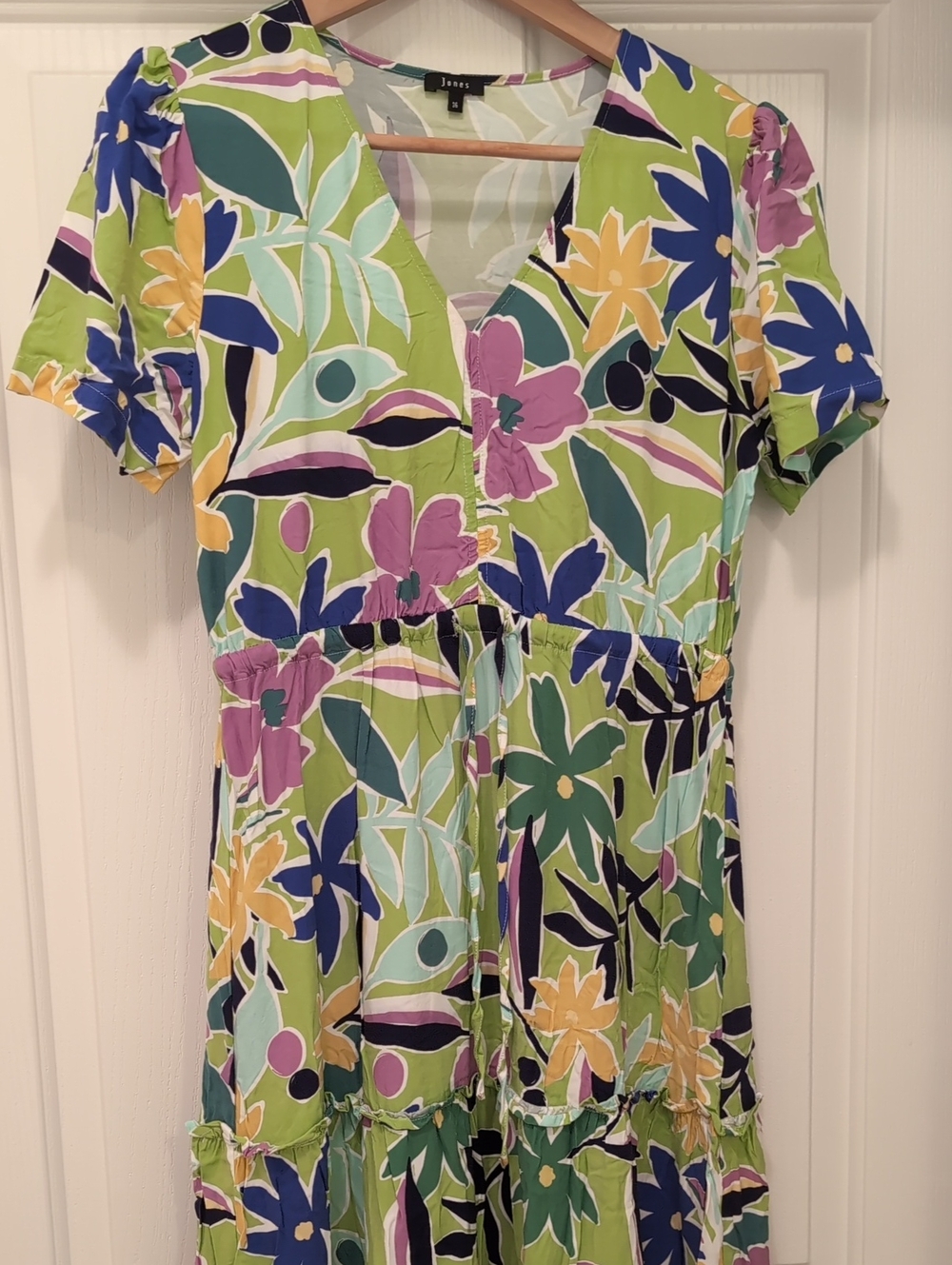 Floral Tiered V-Neck Maxi Dress - Green Multi